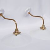 White opaline swan neck wall lights