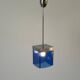 Art Deco ceiling light in blue glass and chrome, 1950s, Italy