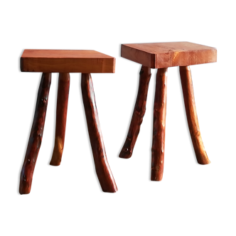 Pair of stools brutalist tripod