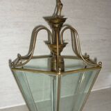 Brass lantern with 6 beveled glasses