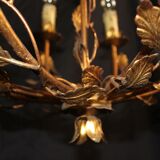 Vegetable chandelier in gilded metal, 1960