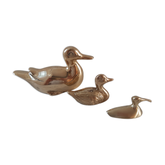 Trio of solid brass ducks 50s