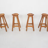 Scandinavian modern pinewood bar stools 1970's