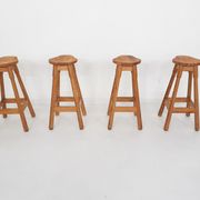 Tabourets de bar scandinaves modernes en pin des années 1970