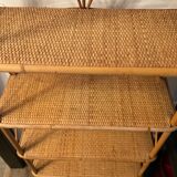 Vintage rattan and wicker shelf 70s