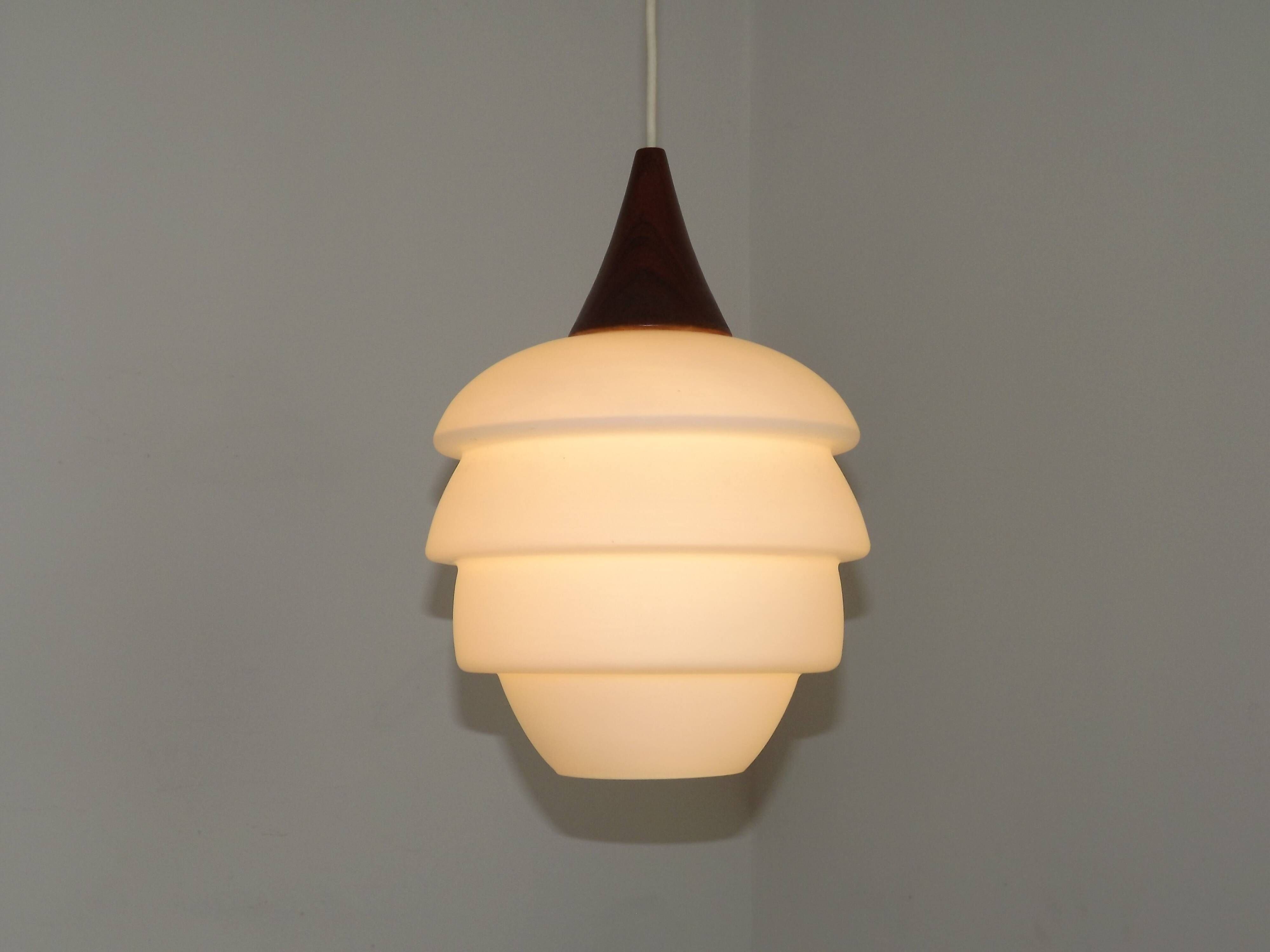 French Vintage Retro Ceiling Light 1960s/70s White Glass Tiered Shade 5589