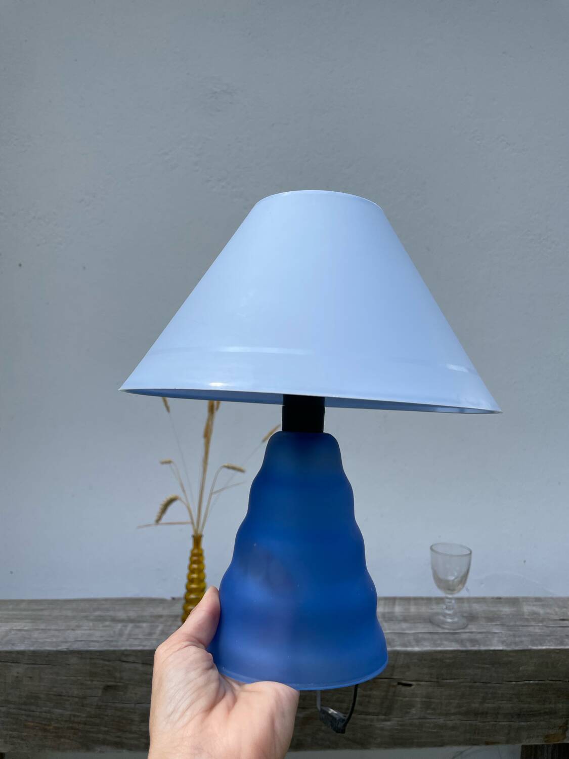 Blue glass lamp 1990