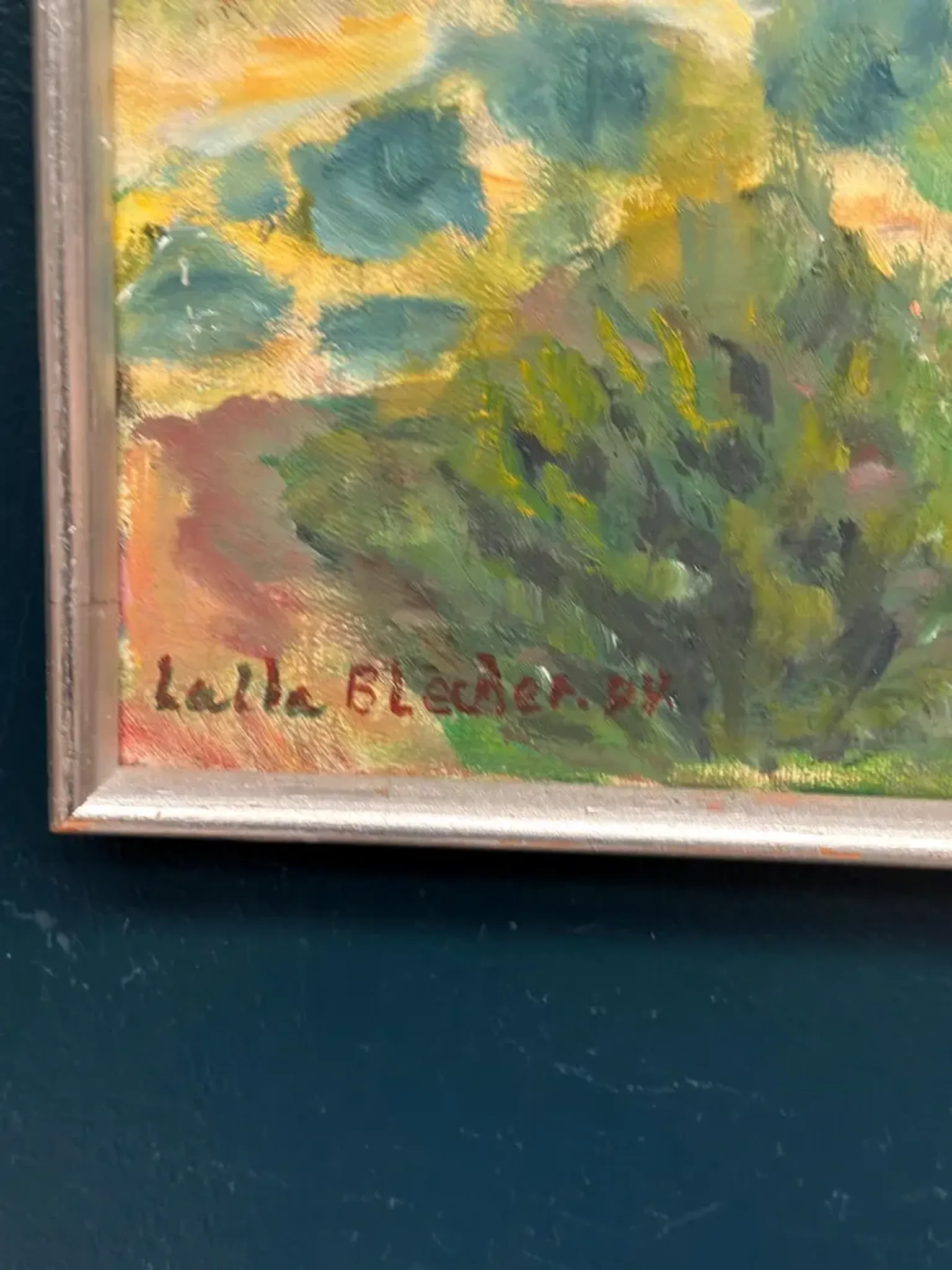 Original Swedish Oil on Canvas – "Landscape" by Lalla Blecher – Signed – Dated 1994 – Framed – 63 × 53 cm (24.8" × 20.9")