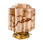 Lamp globe art deco in pink marbled opaline