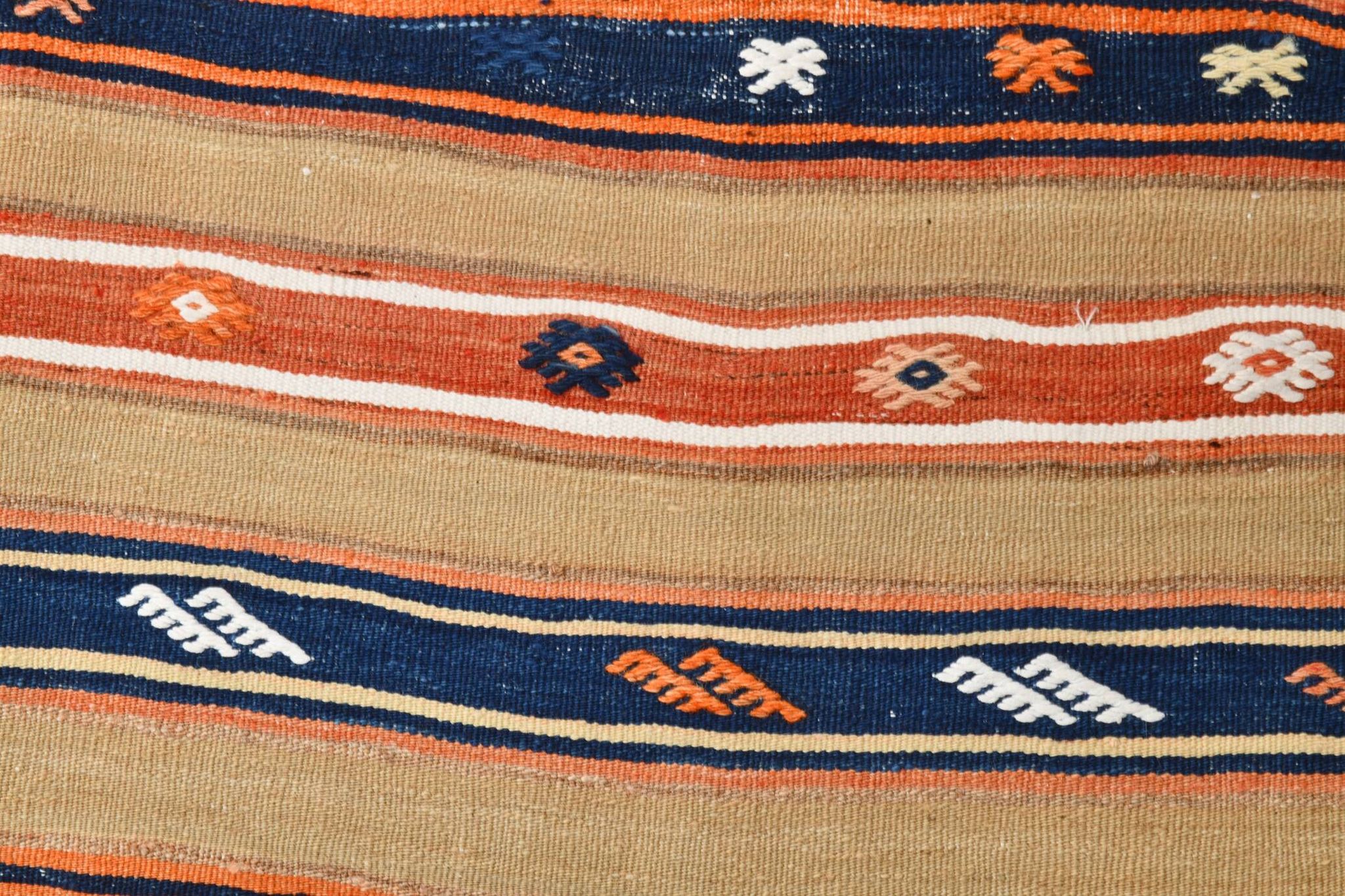 Tapis beige et bleu antique 5x8, 145x230 cm