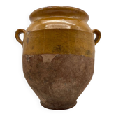 Pot à confit en terre cuite vernissée jaune, France 19ème