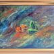 Oil on canvas “Still Life with Fruits” by Olle Bredford,Vintage & Framed 38×30cm