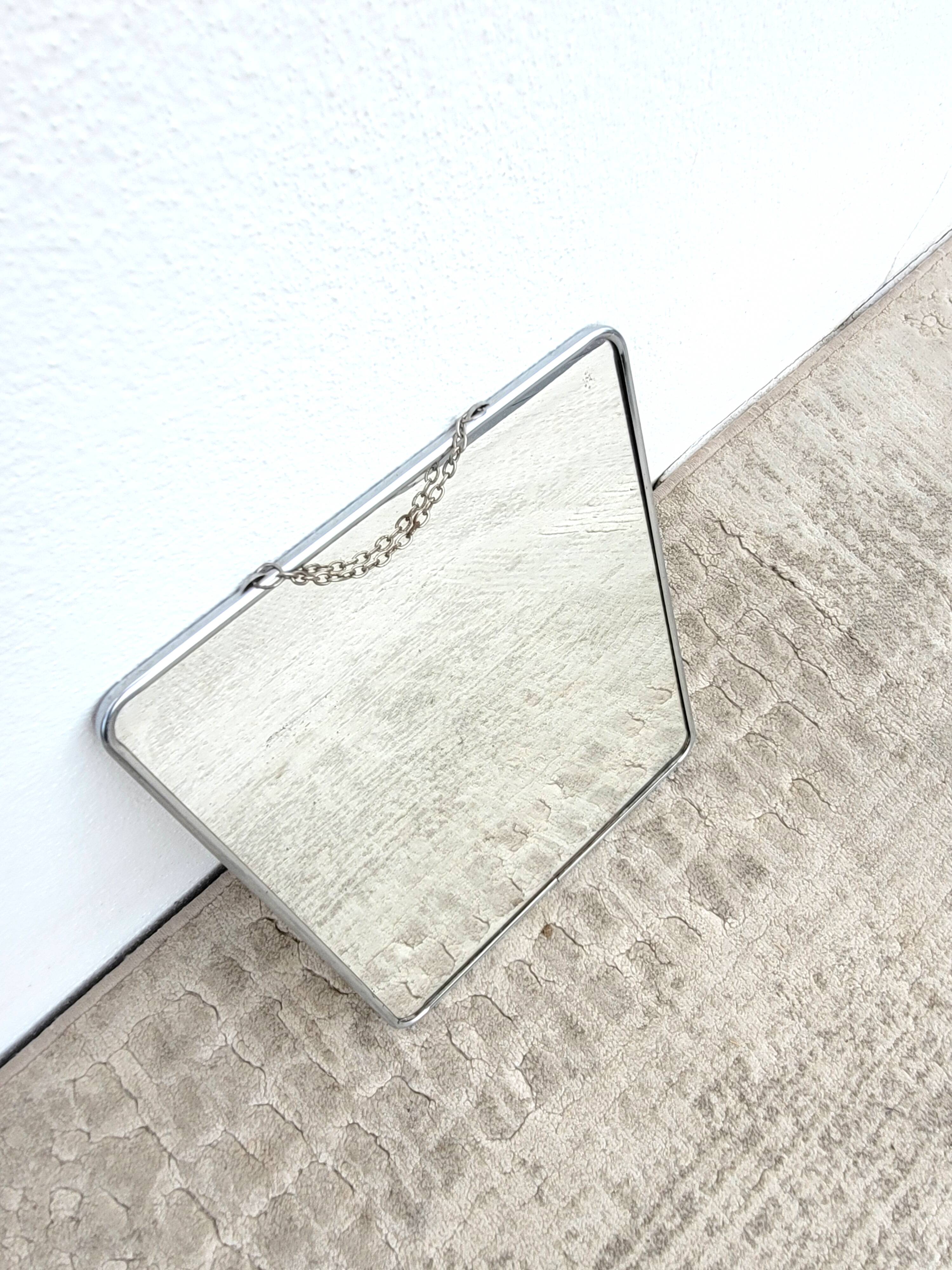 Large vintage barber mirror 24x30cm chrome