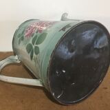 Enamelled coffee maker green water color flowery model without lid