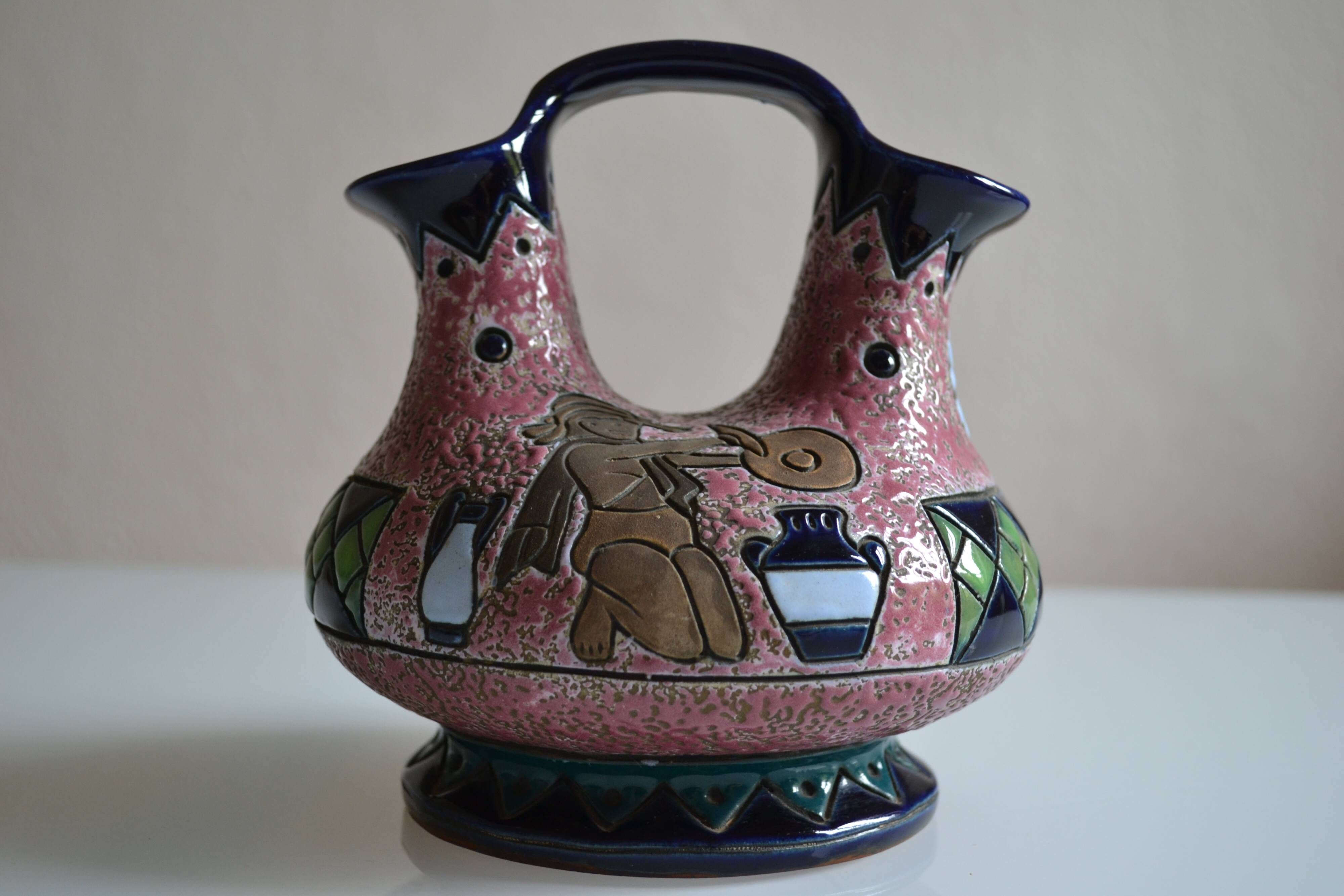 Art deco ceramic tulip vase Amphora Czechoslovakia