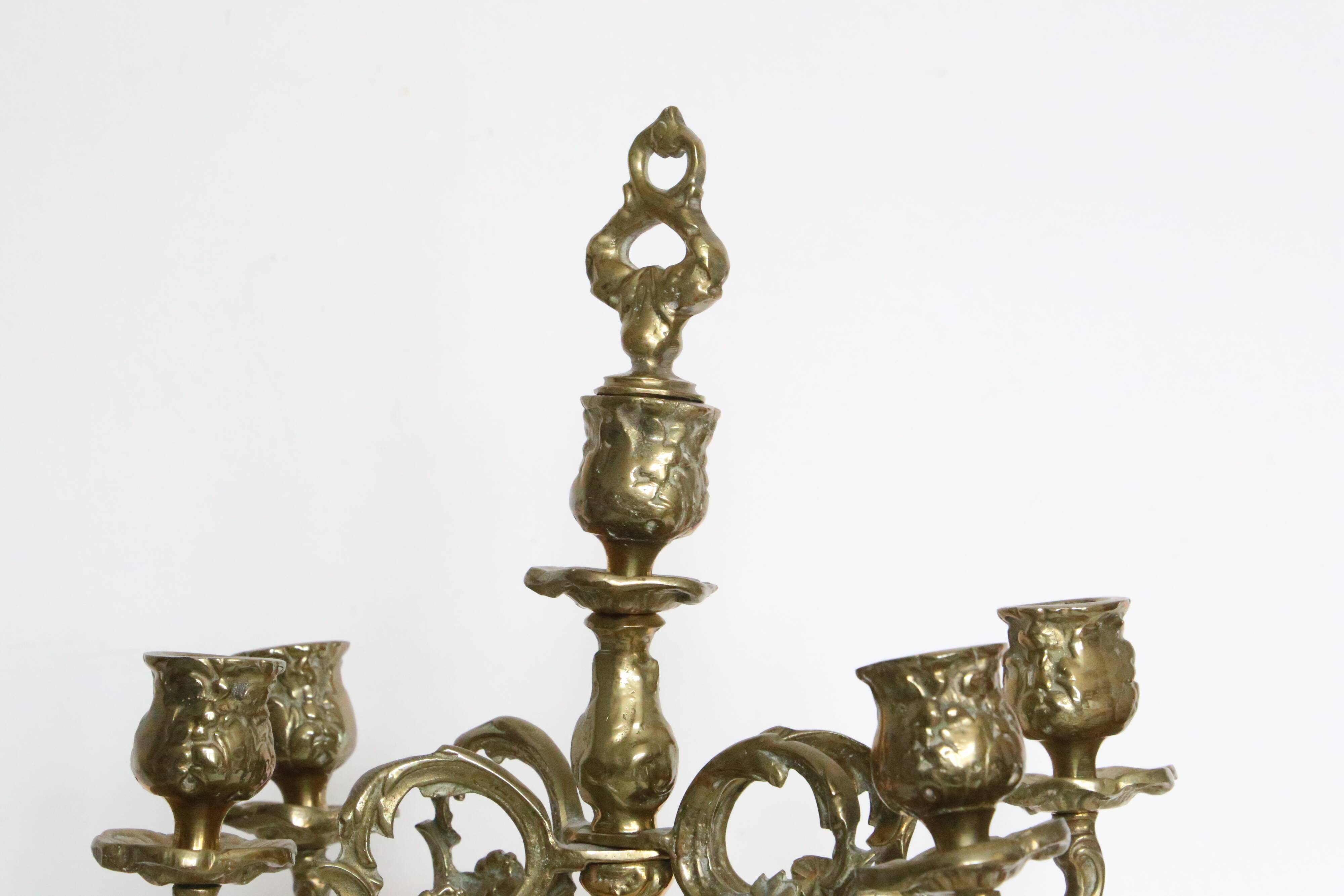 Candelabra and its smother, 5 lights, bronze