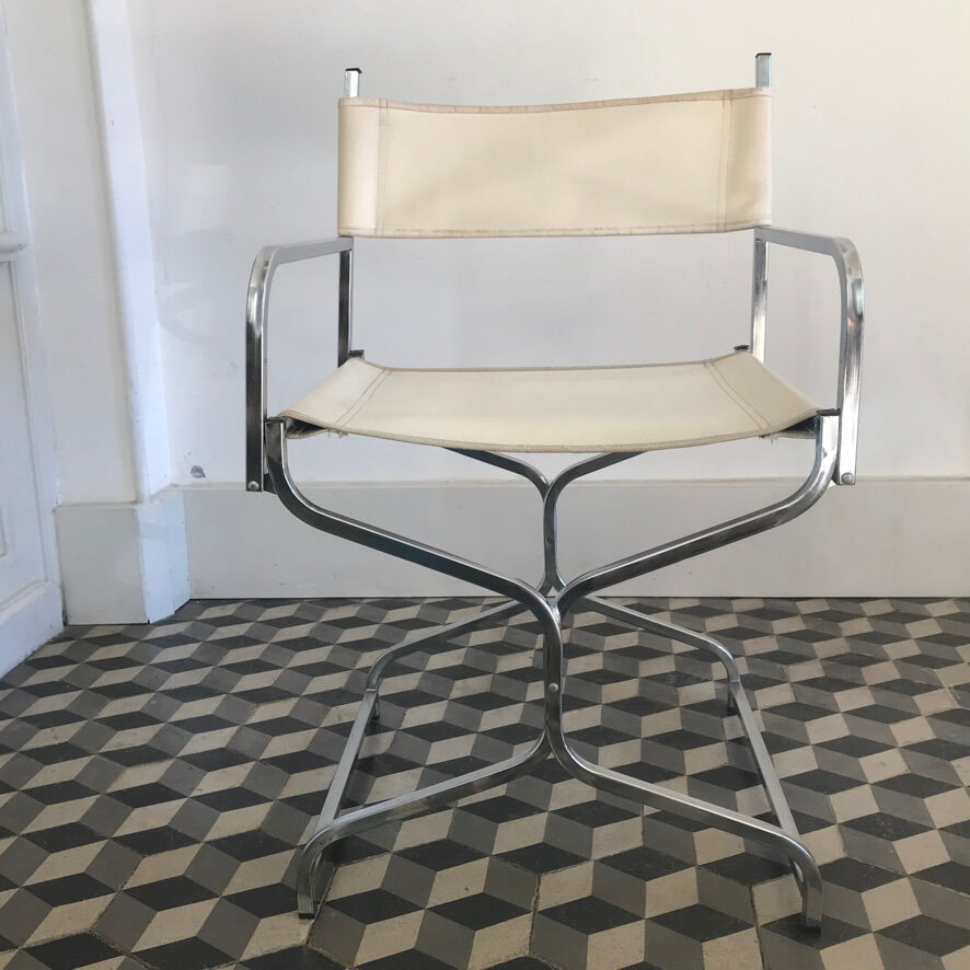 Folding chair chrome metal and imitation leather