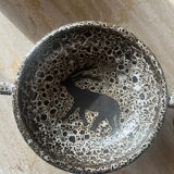 Footed bowl fat lava rock decor 1970