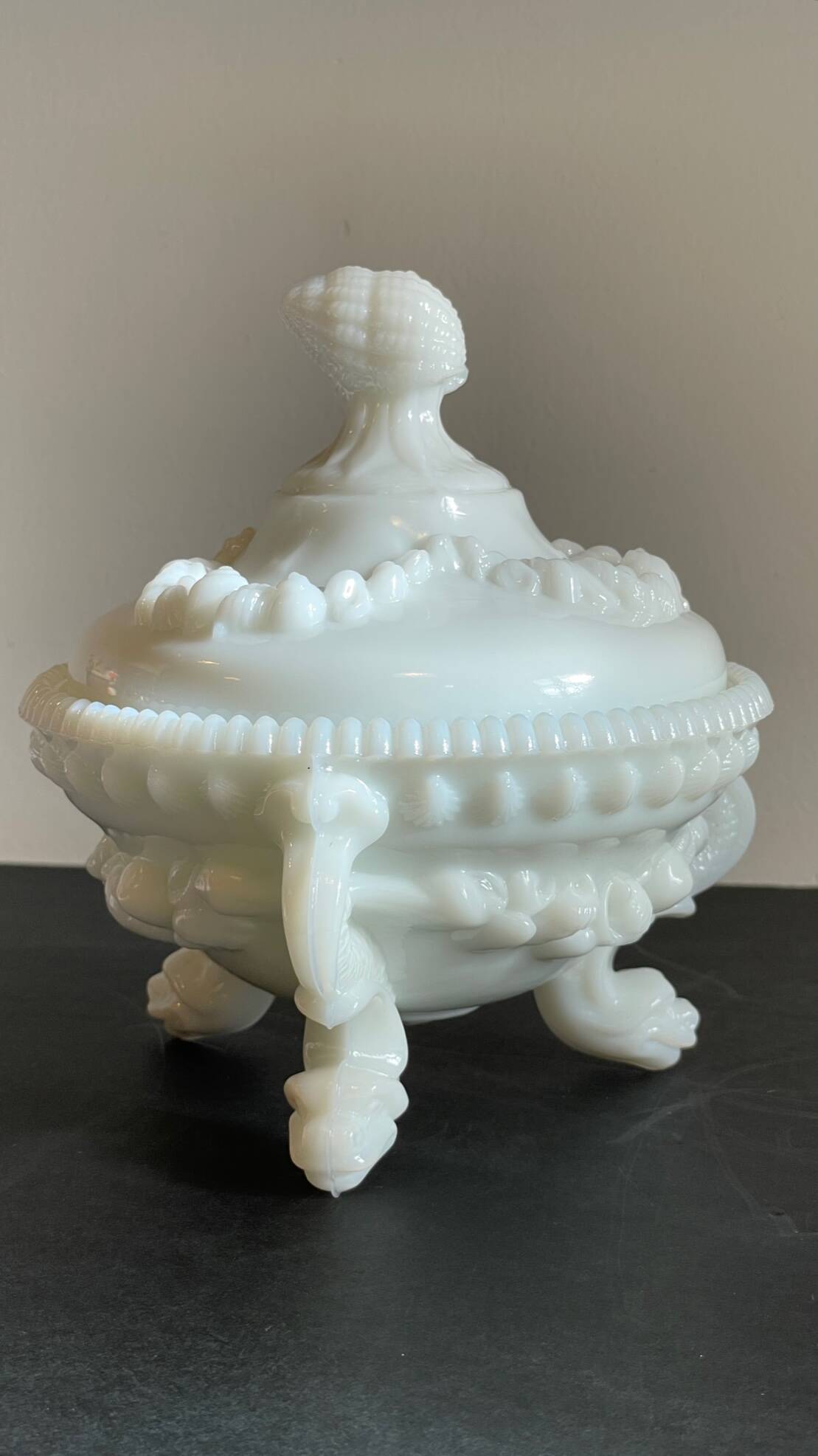 Vintage opaline glass candy dish