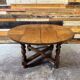Antique oak round table with extensions, beautifully made from the years.