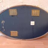 Oval art deco mirror with vintage chrome frame from the 70s