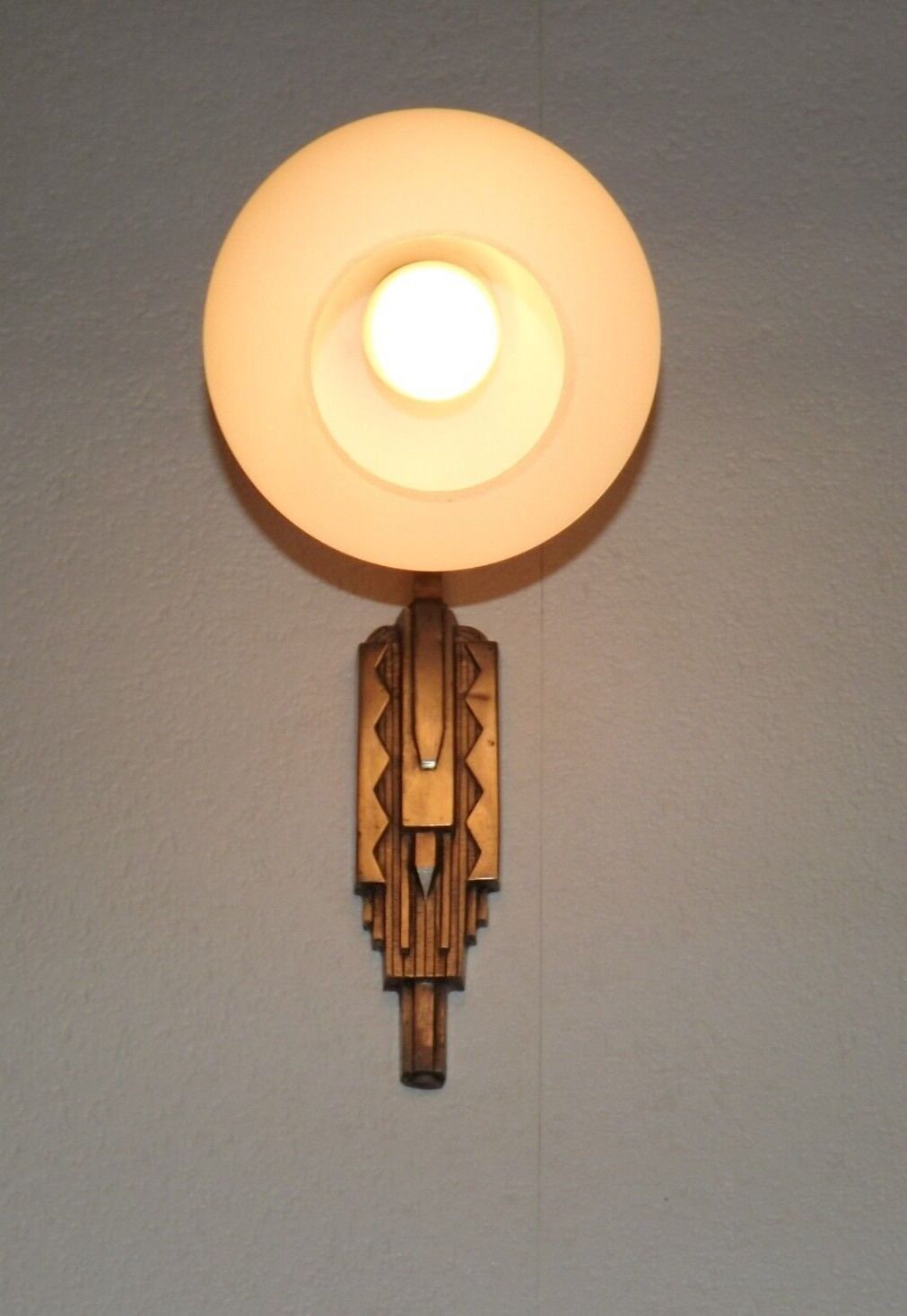 French art deco wall sconce silver metal with opaque glass ball shade 4101