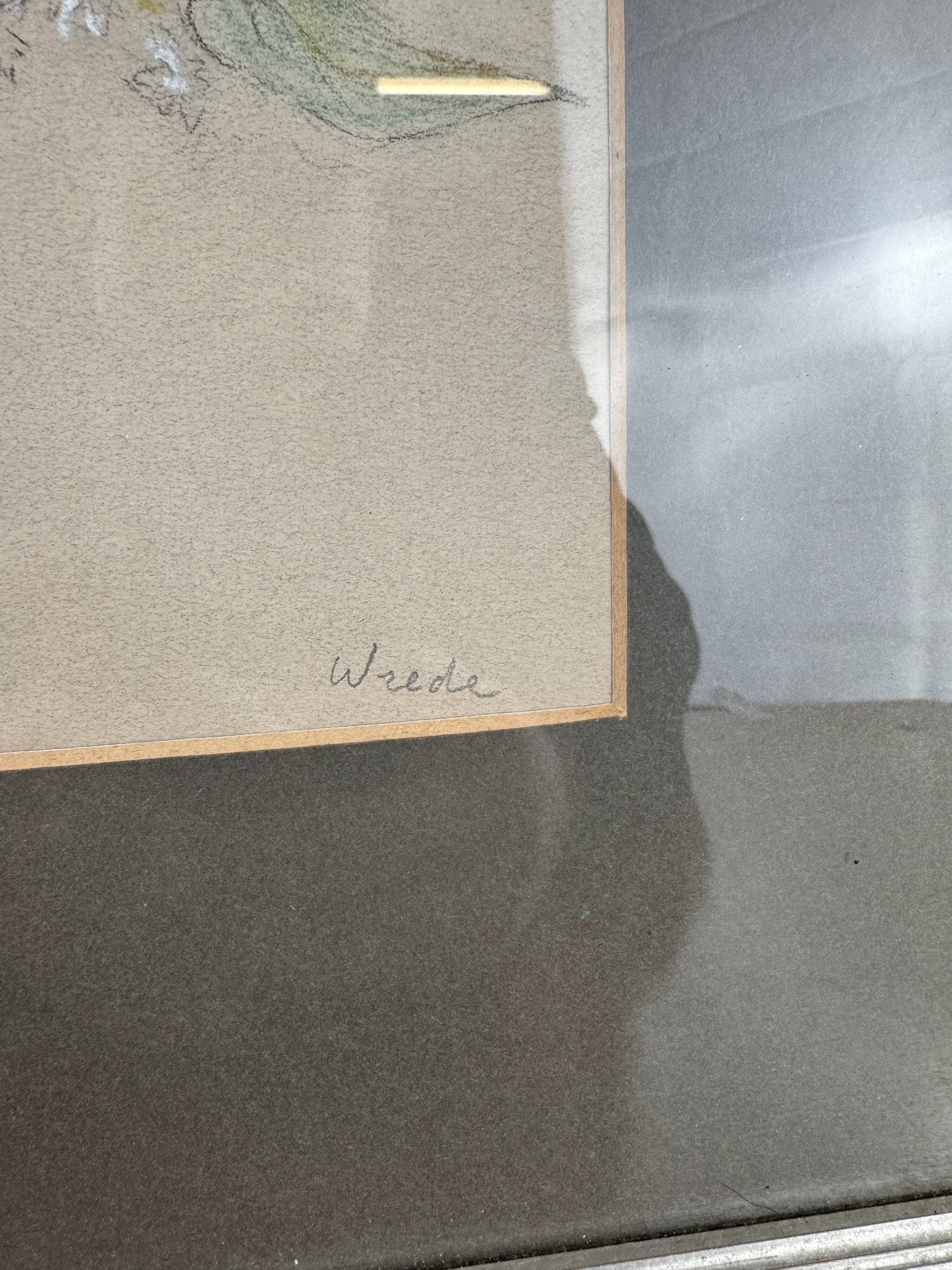 Maria Elisabeth Wrede: superb colorized drawing around 1950, the woman with the pearl necklace