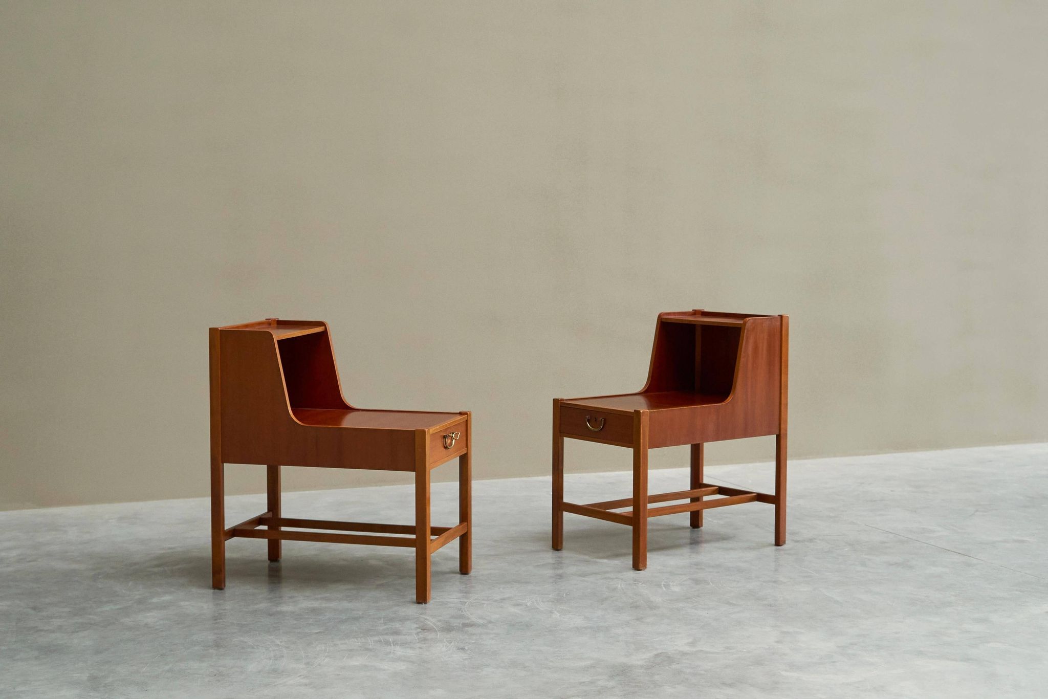 Pair of bedside tables by Nordiska Kompaniet in teak, 1952, by David Rosén.