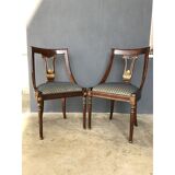 Pair of mid-century empire style seat chairs