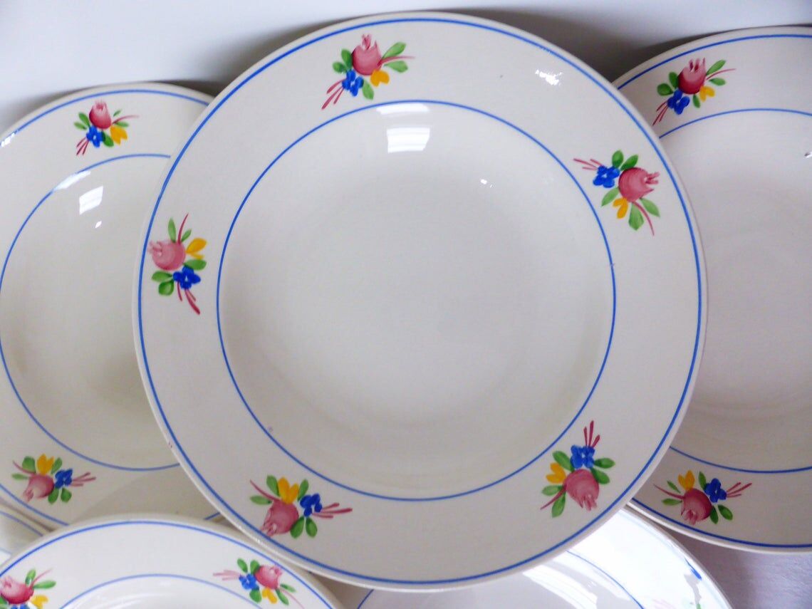 Set of 6 vintage soup plates from the Gien factory, Nice model | Selency