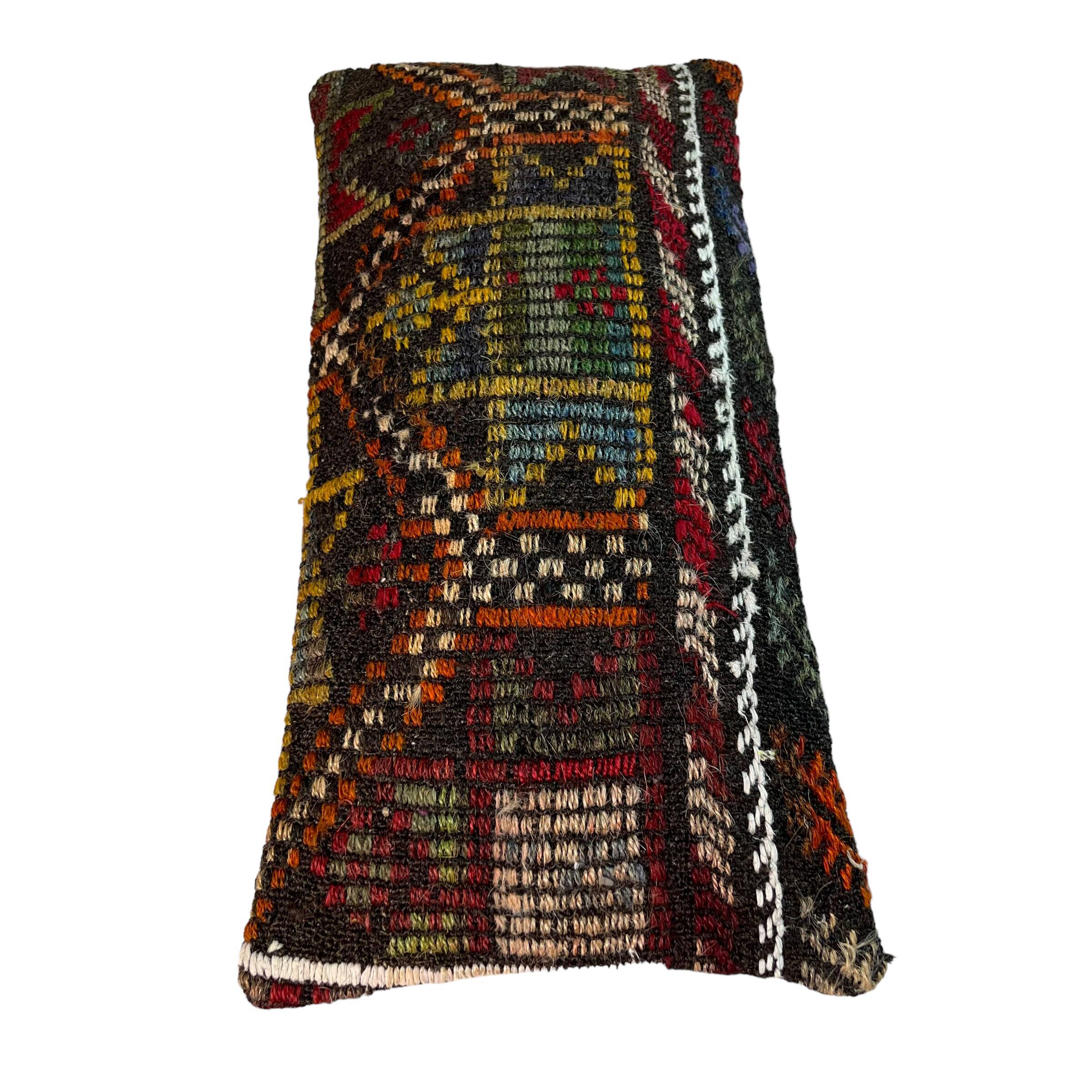 Vintage turkish kilim cushion cover , 30 x 60 cm
