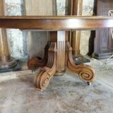 Pedestal dining table in solid walnut end XIX