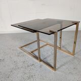Ronald Schmitt trundle tables, glass and metal, 70s/80s