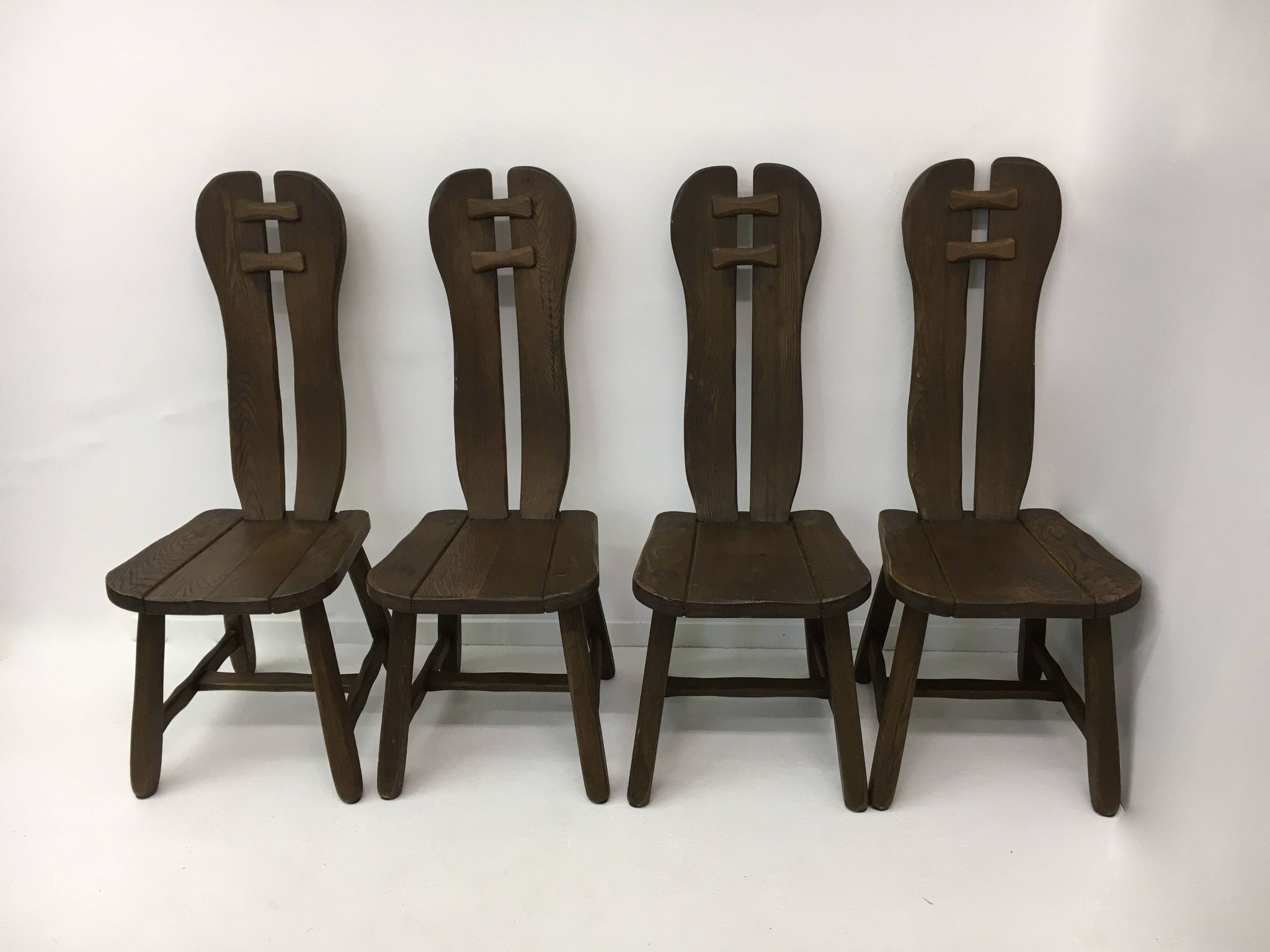 Set of 4 Belgian Brutalist Dining Chairs from De Puydt, 1970’s