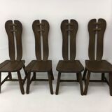 Set of 4 Belgian Brutalist Dining Chairs from De Puydt, 1970’s