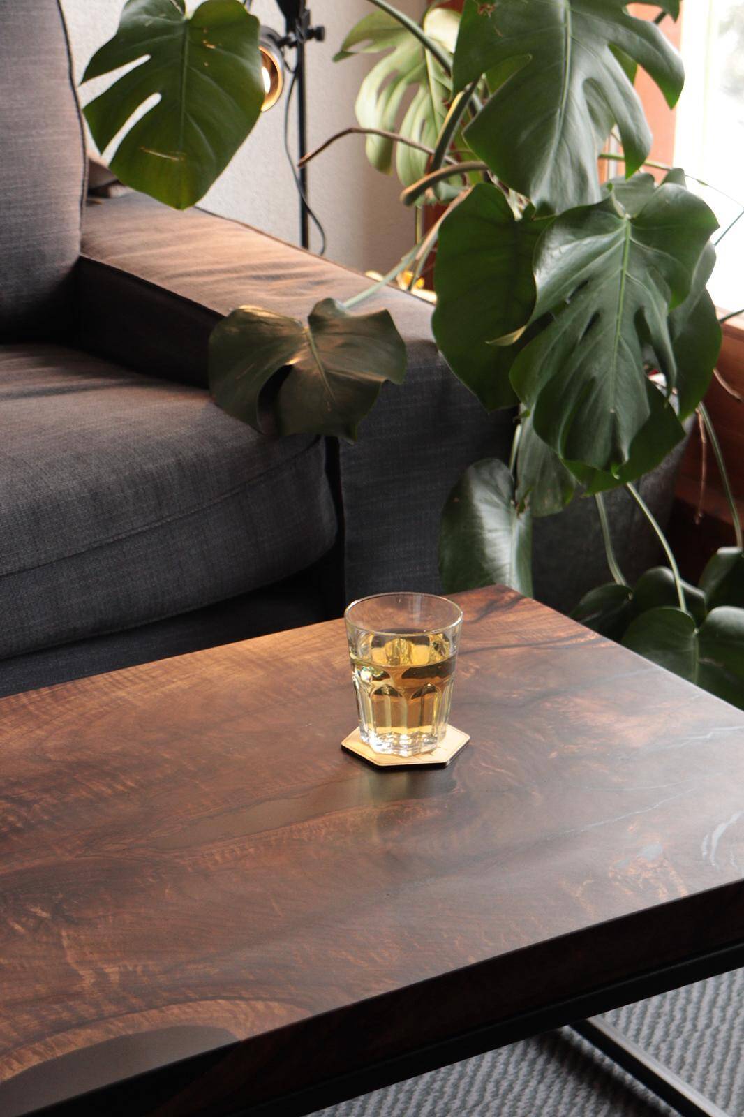 Handcrafted coffee table in solid walnut & epoxy resin – unique piece