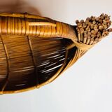 Large wicker basket Rattan design 1950