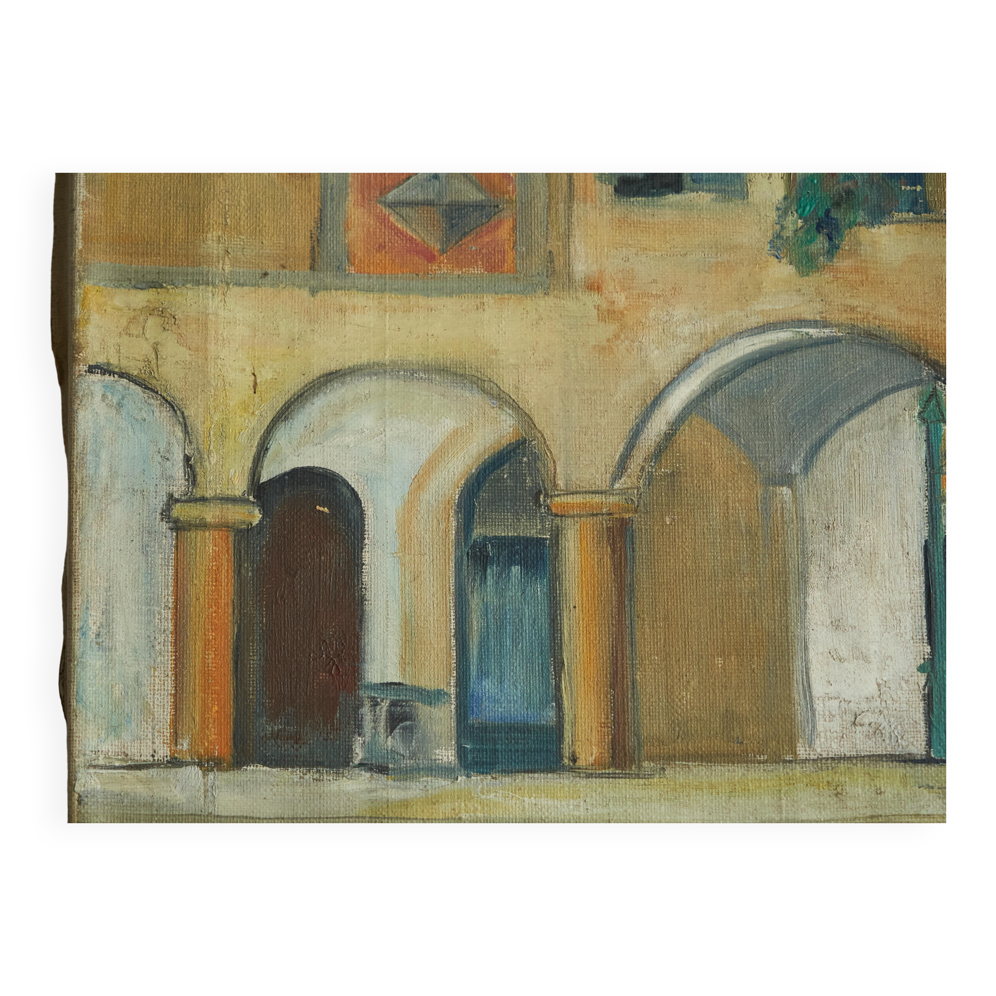 Fritz Stäger 'Dorfanger' Huile sur Toile 1928