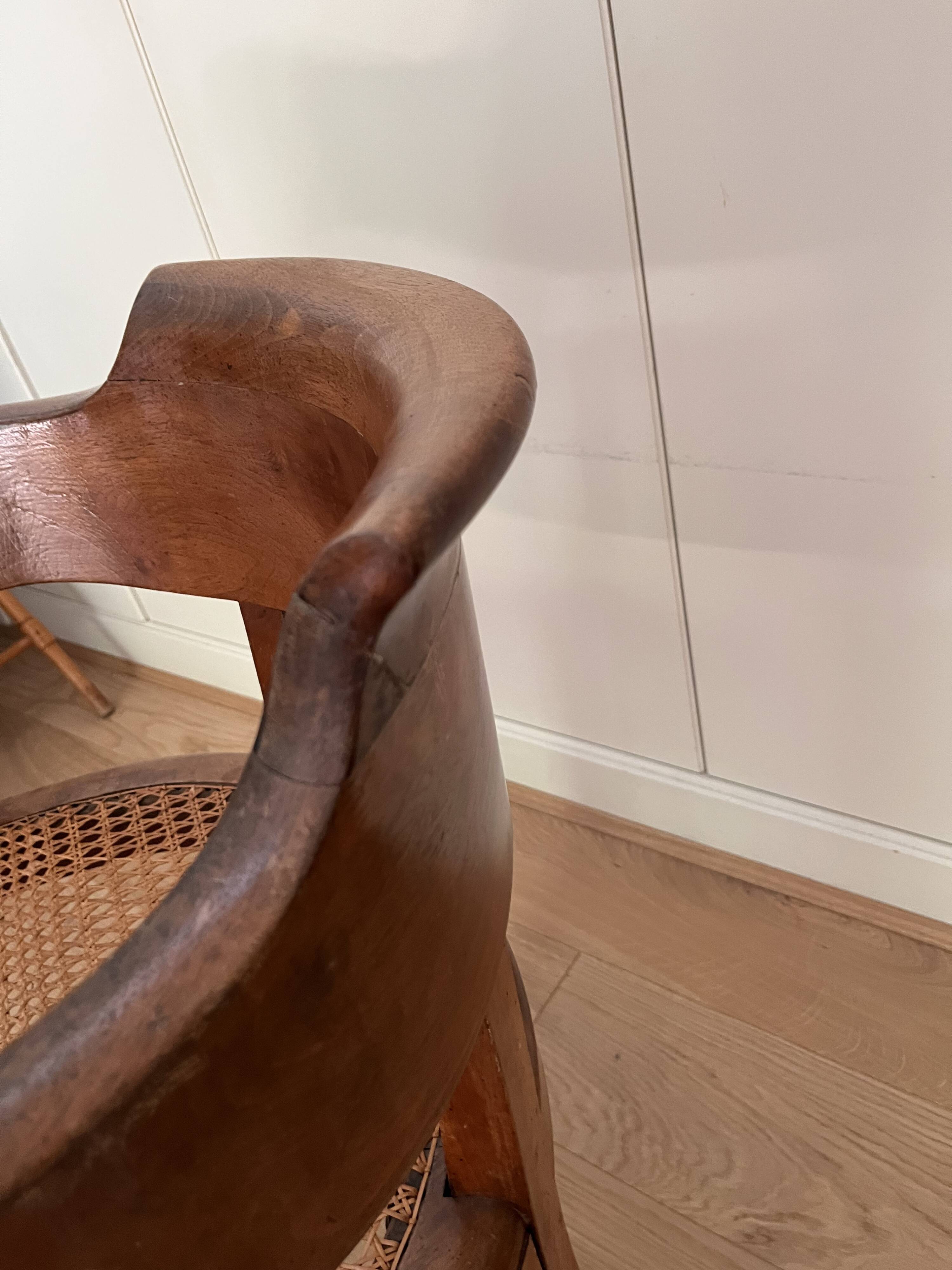 Cane chair in wood, 19th century.