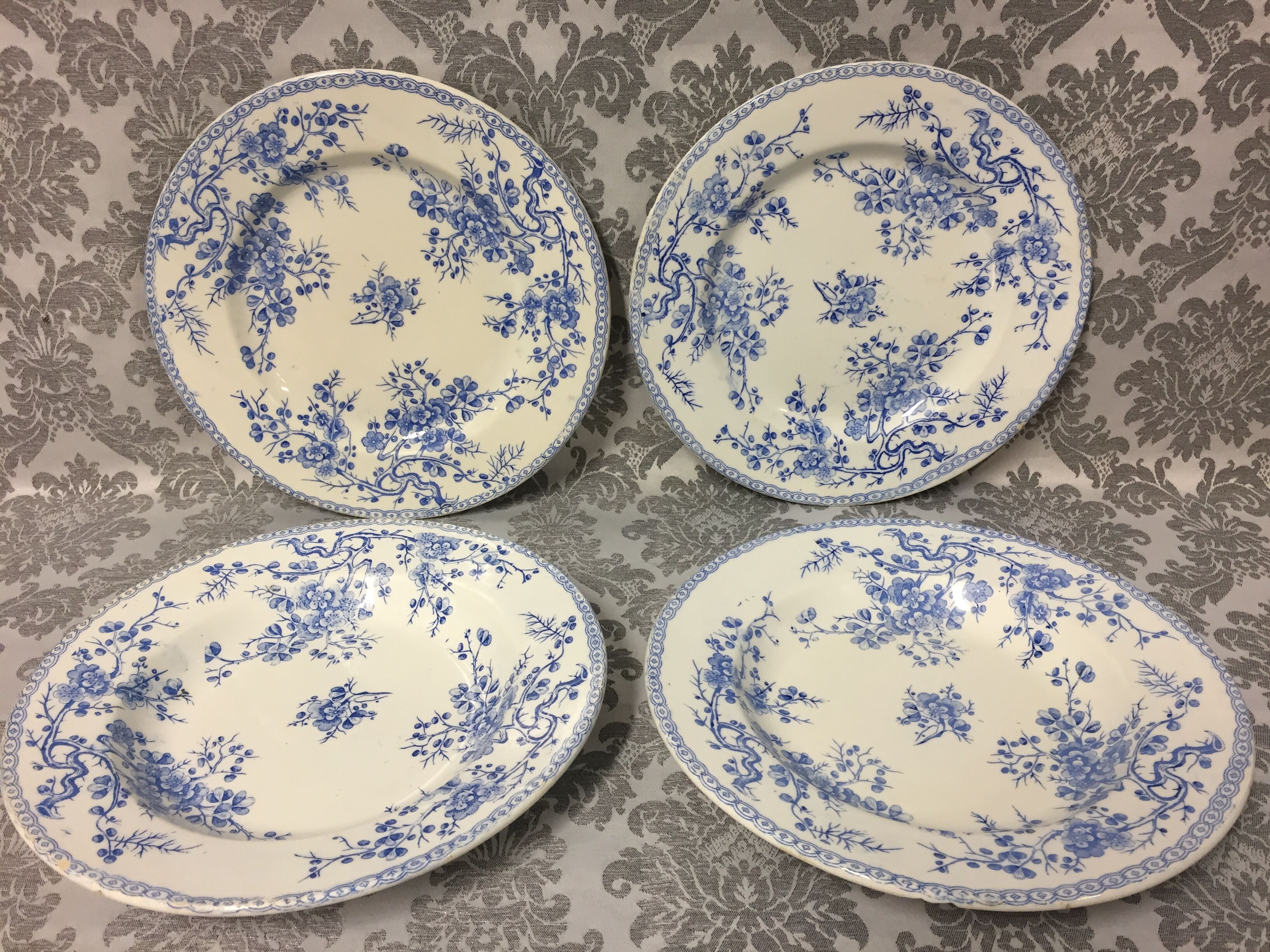 Old art nouveau plates faience of gien france gold medals fleurette