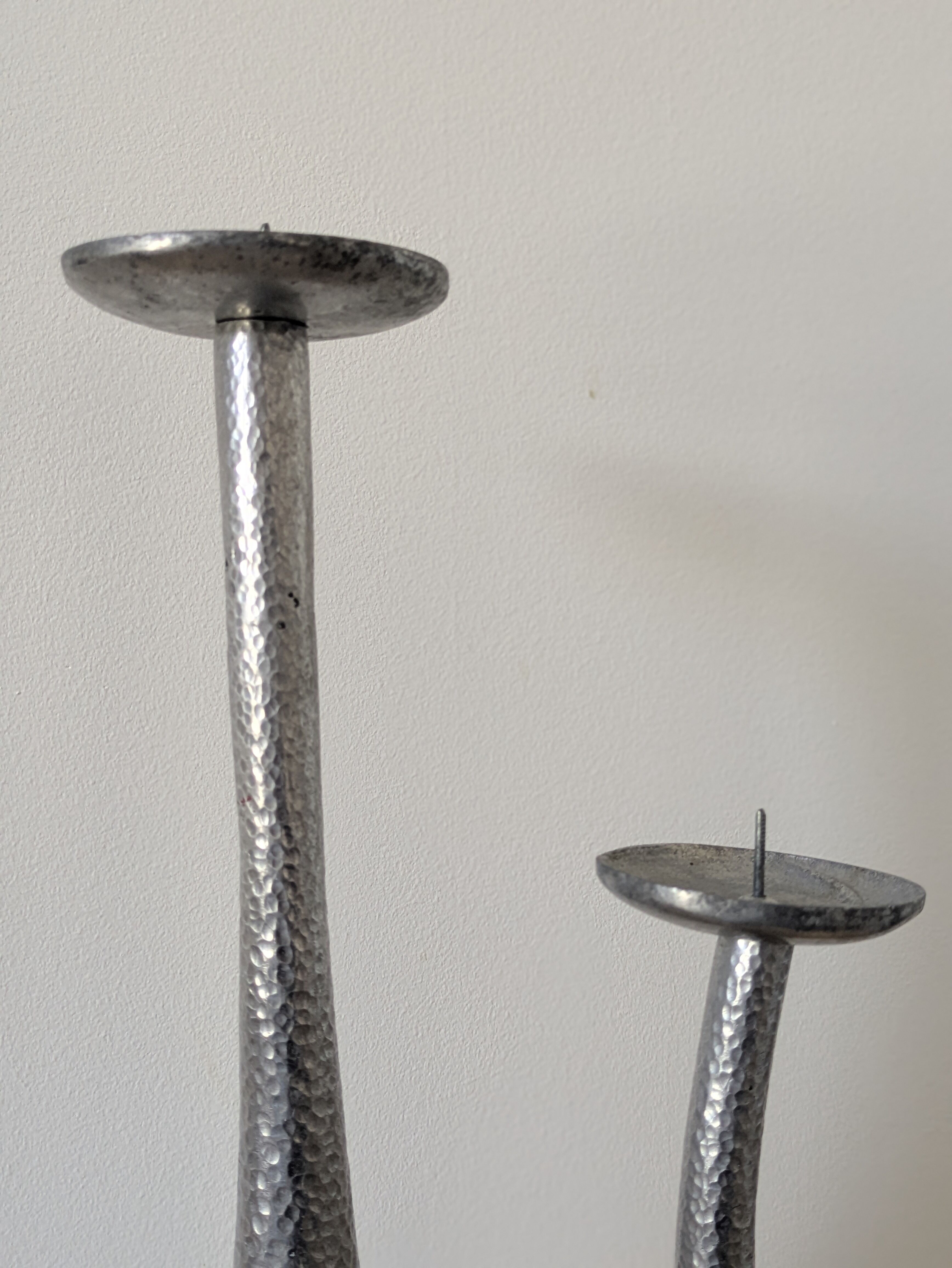 Brutalist hammered candlesticks