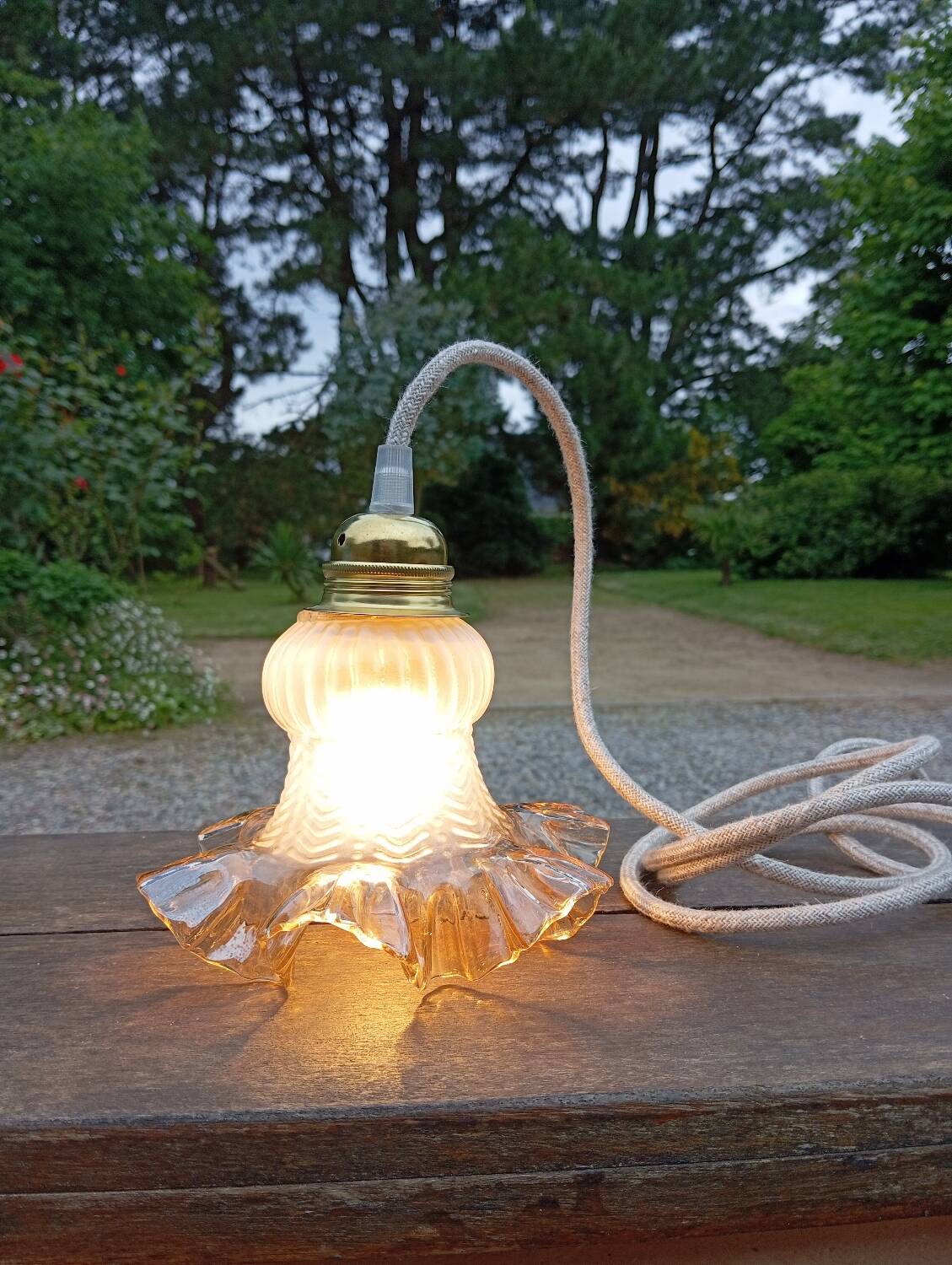 Amber yellow tulip glass nomad pendant light 🌷