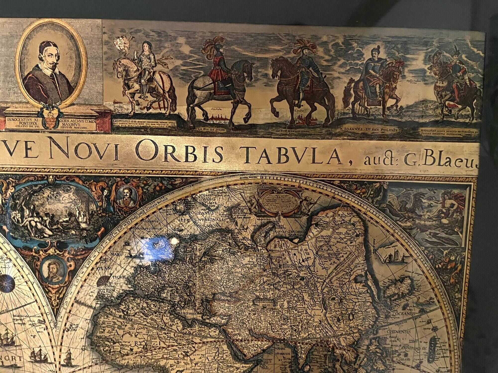 Golden old and new world map