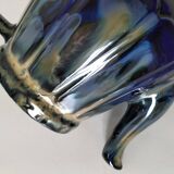 Midnight blue and flamed beige enameled ceramic filter coffee maker