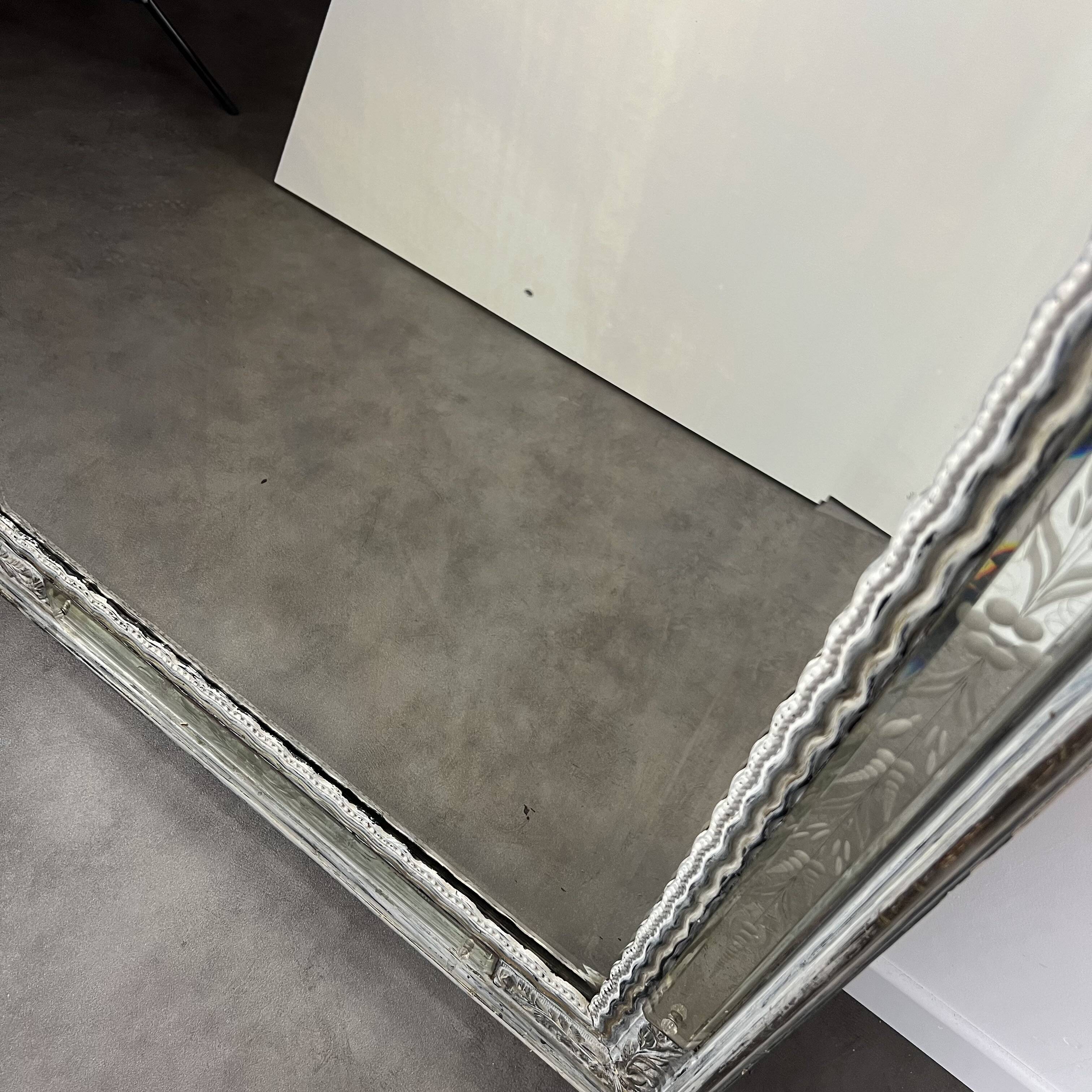 Grand miroir Venitien aux Cygnes, Glace Murano du XIXe siècle biseauté 133