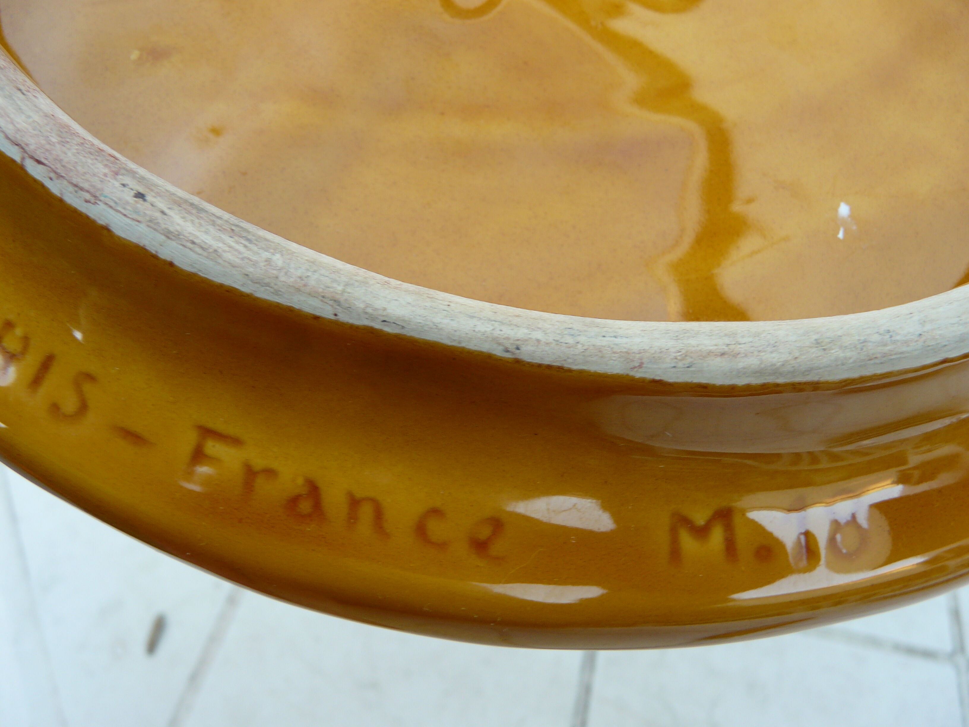 Vintage cheese platter with signed knife Vallauris MFPP Numbered