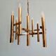 Geometric brass chandelier, Hollywood Regency, design by G. Sciolari, 1970.