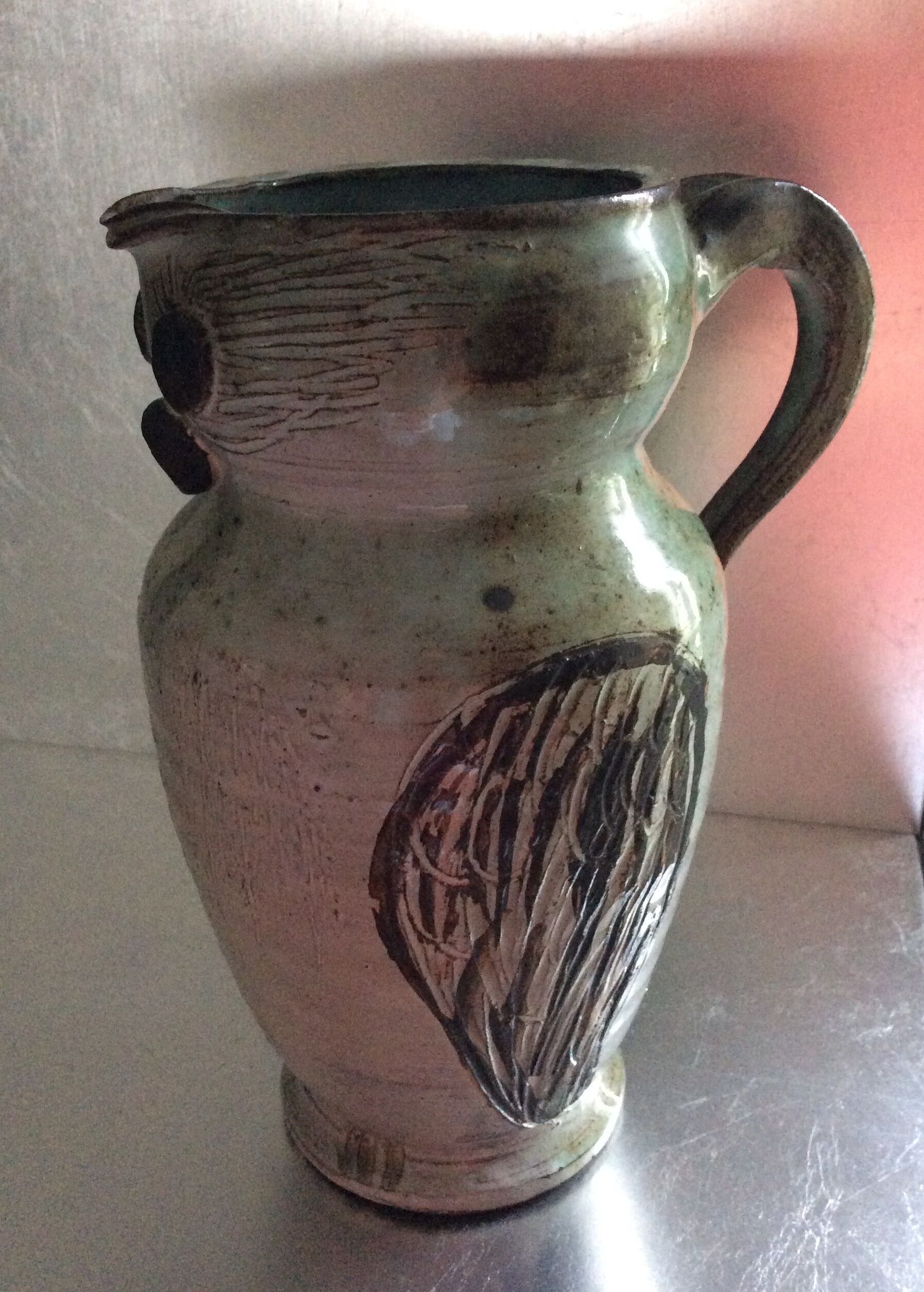 Ceramic owl pitcher, 70s