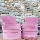 Pair of pink velvet toad chairs