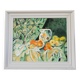 Beautiful painting, oil on cardboard, still life after Cézanne, Orange Green